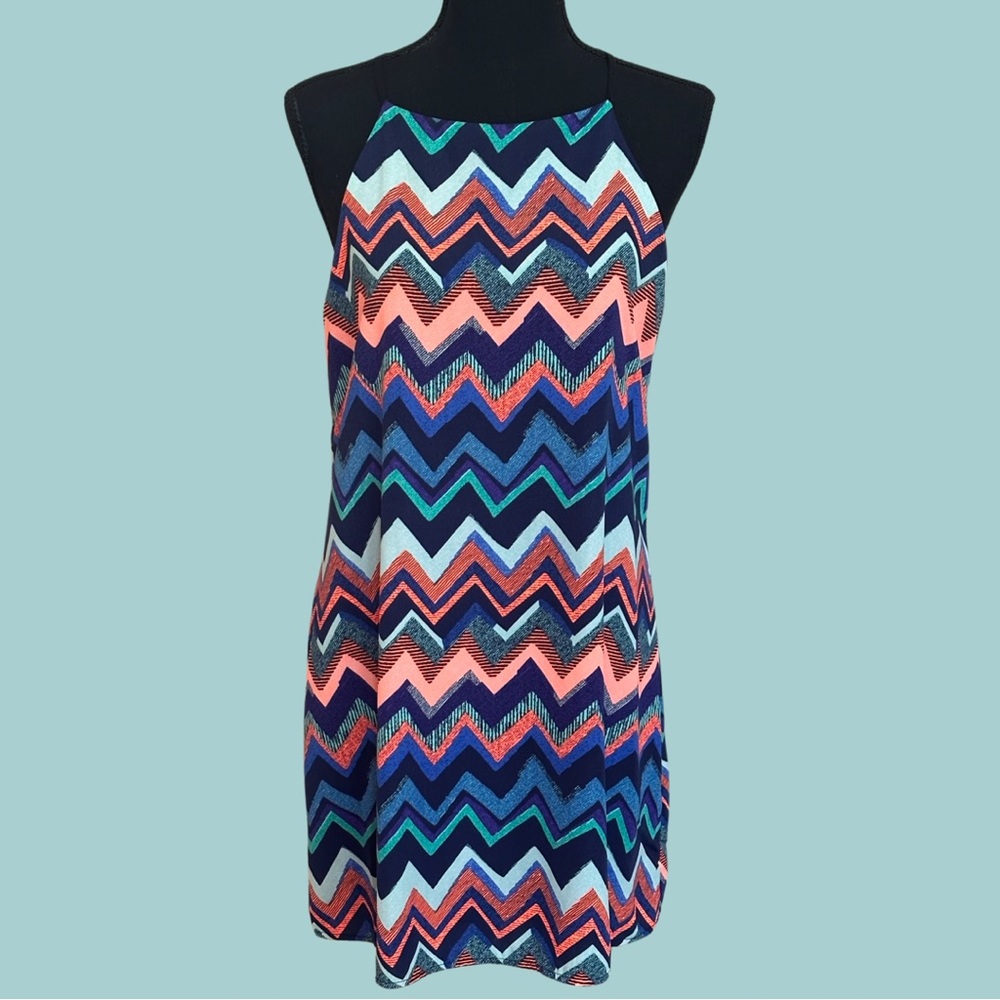 Colorful Chevron Print Shift Dress